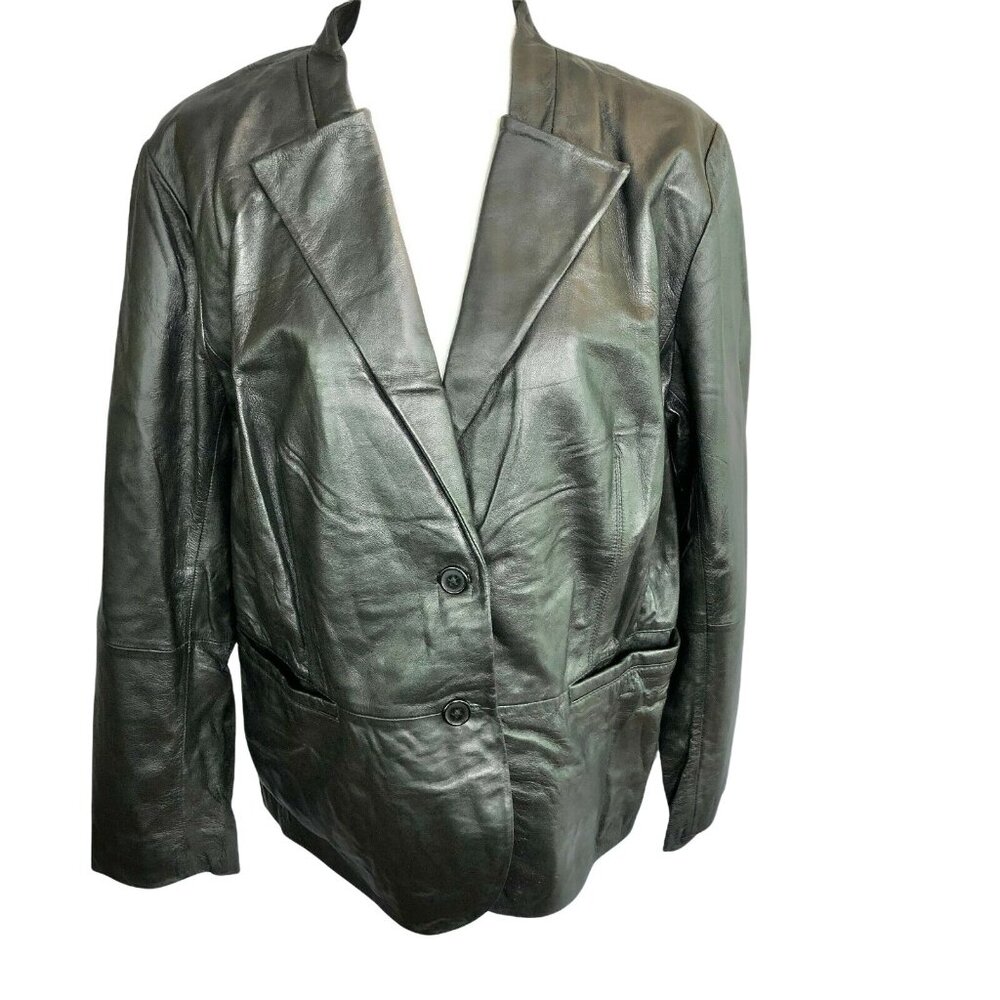 Genuine Leather Jessica London 20W Womens Black Blazer Sleek & Classic Design